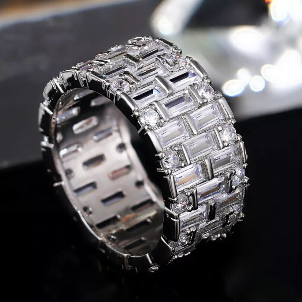 NEW 925 Sterling Silver Diamond Ring Band - Picture 6 of 6